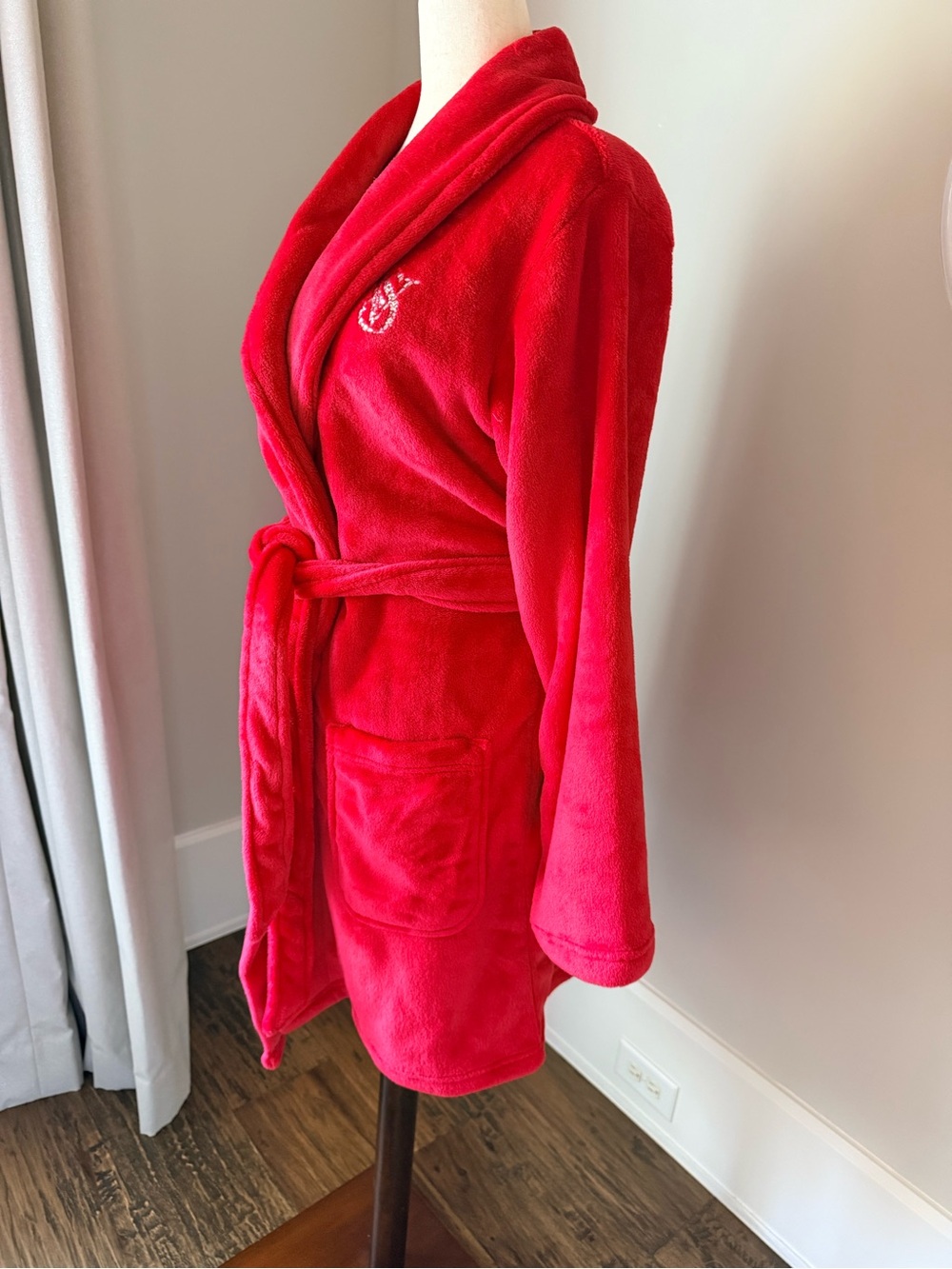 NWT VS Red Plush Robe with Embroidered Rhinestone VS initials!
